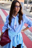 Рубашка оверсайз в полоску хлопковая [синий]