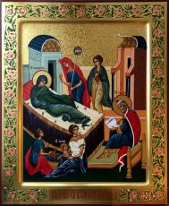 Рукописная икона Рождество Иоанна Предтечи на липовой доске (ктг9-22130)