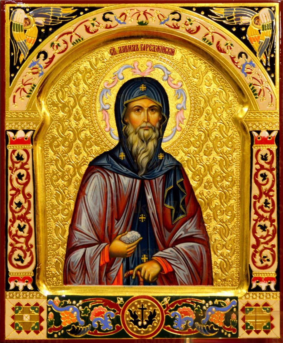 Рукописная икона Давид Гареджийский на липовой доске (ктг9-22132)