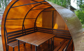 Беседка " Арочная"  с задней стенкой, с дополнительной скамейкой и обшивкой пола. Профильная труба 20*40*1,5мм)