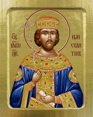 Рукописная икона Константин Великий Равноапостольный на липовой доске (ктг3-22153)