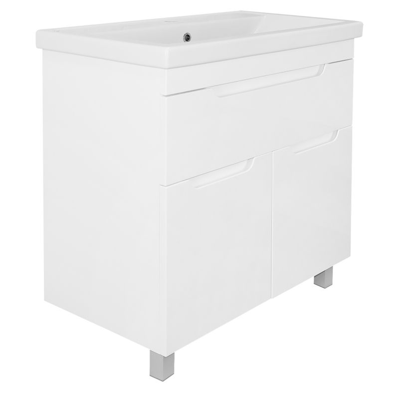 Комплект Тумба Azario KANTRI 80/1Н 800х460х870 напольная, с раковиной, белый глянец CS00097256