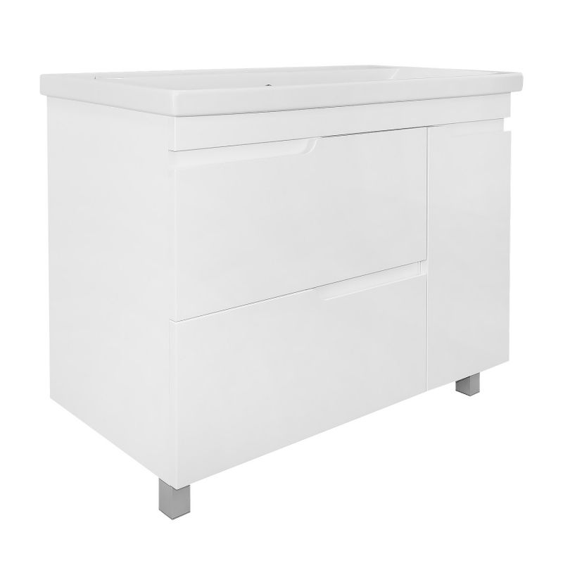 Комплект Тумба Azario KANTRI 100/2Н 1005х455х870 напольная, с раковиной, белый глянец CS00097259