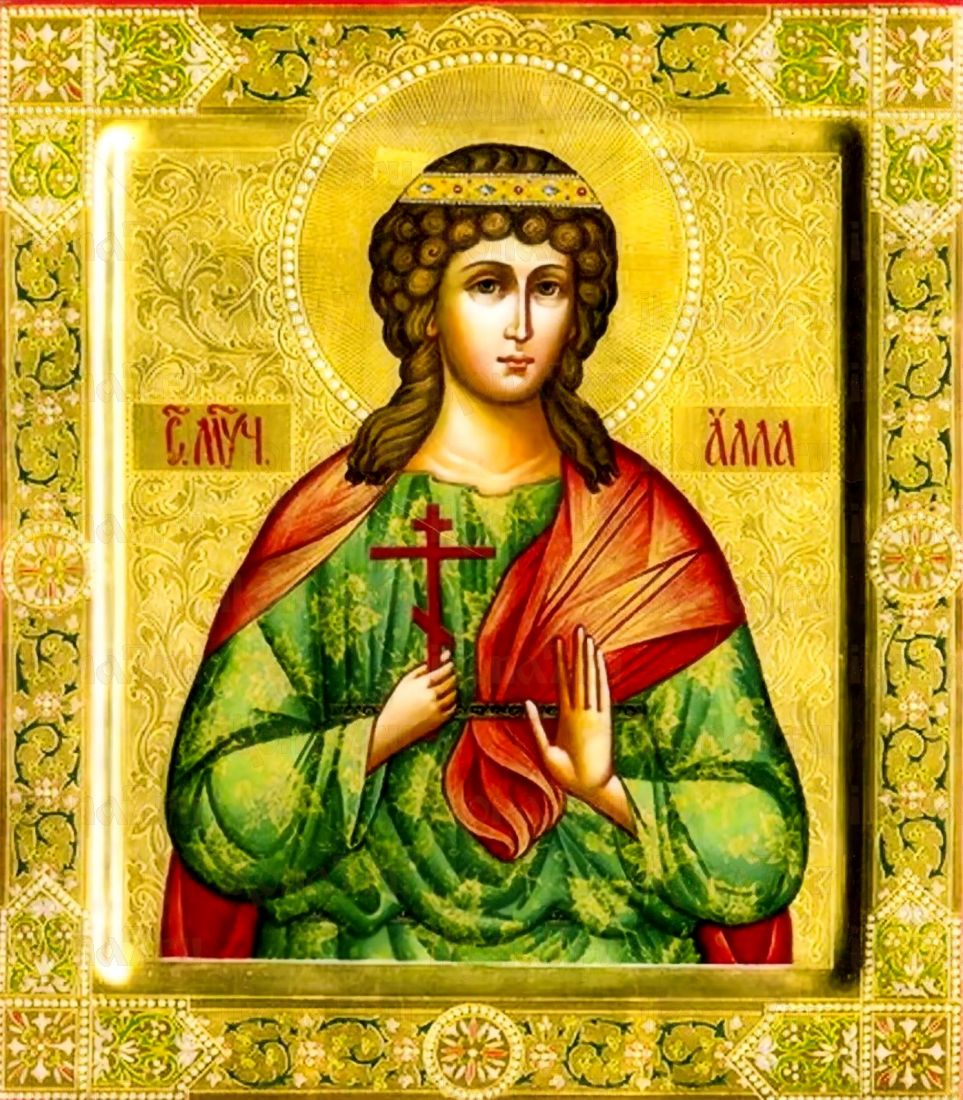 Рукописная икона Алла Готфская на липовой доске (ктг9-22258)