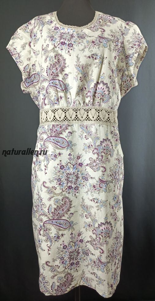 Платье с  натуральным кружевом (серое)