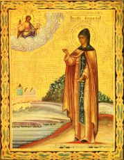 Рукописная икона Евдокия Илиопольская на липовой доске (ктг10-22334)