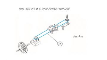 Цепь 10B1 169 зв (2,70 м) 25LO10B1 (169 OGN) (взамен каталожной позиции Цепь ½" 173 звена PN/M – 84168 )