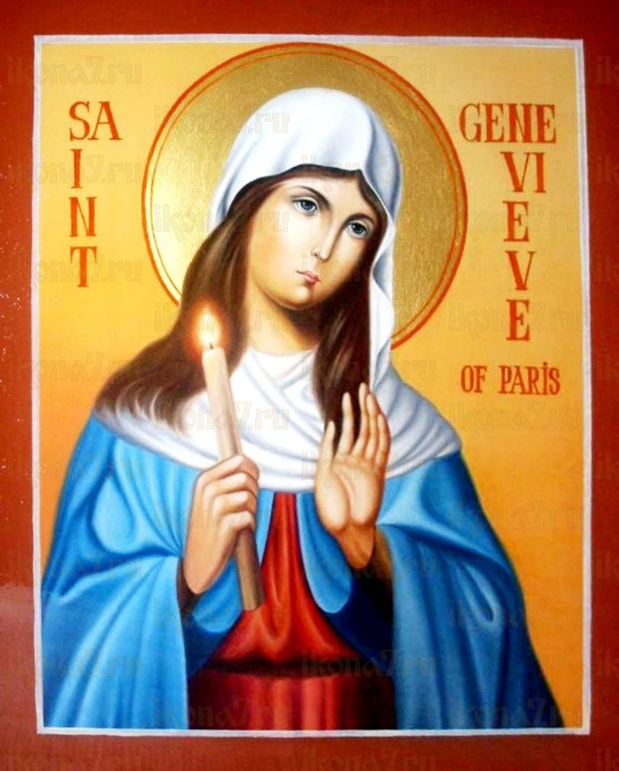 Рукописная икона Женевьева (Геновефа ) Парижская на липовой доске (ктг2-22359)