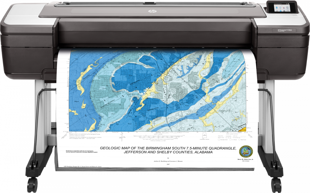 Принтер широкоформатный HP DesignJet T1700dr 42" (1067 мм) струйный цветной, W6B56A