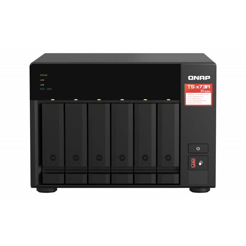 Сетевое хранилище NAS QNAP TS-673A 6x3.5" Tower чёрный, TS-673A-8G