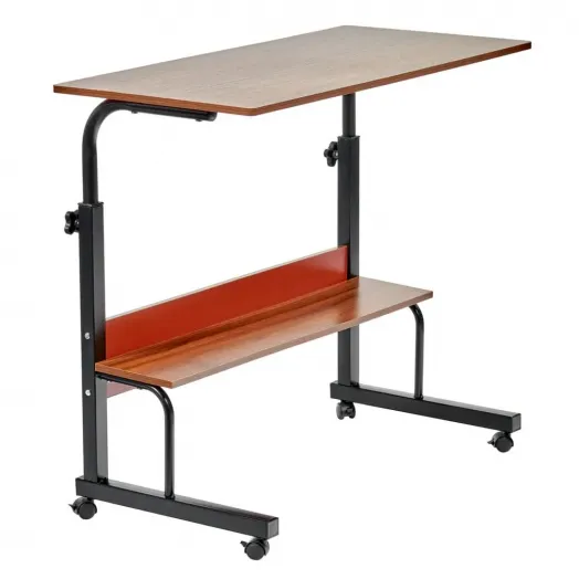 Стол многофункциональный Isola 80x40x66-90 см, 
с полкой, темное дерево, чёрный