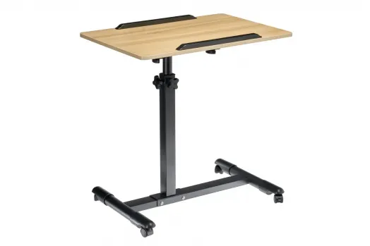 Стол многофункциональный на колёсах, 60x40 см, «РОЛЛИНГ»1 ножка, регул.высота, наклон столешницы, ограничит., мдф, металл, св.дерево, черный