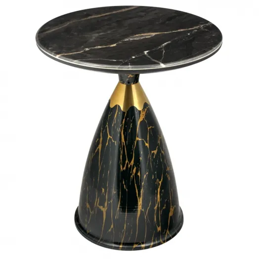 Кофейный столик Secret диам.40см x 54см, чёрный мрамор, металл, керамика