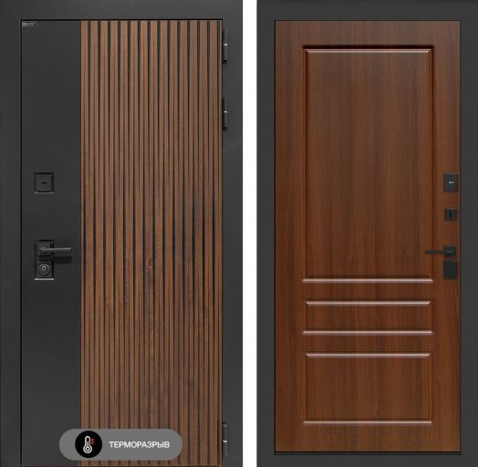 Входная дверь Лабиринт Айслаб - 03 Орех бренди с терморазрывом