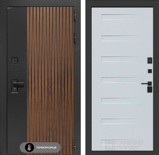 Входная дверь Лабиринт Айслаб - 14 Дуб кантри белый горизонтальный с терморазрывом