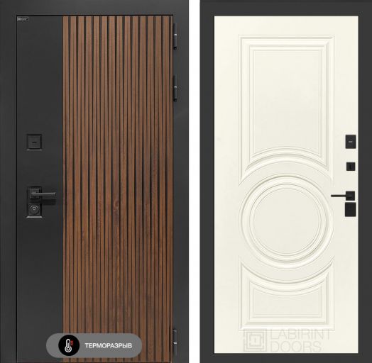 Входная дверь Лабиринт Айслаб - 23 Ванилла веллюто с терморазрывом