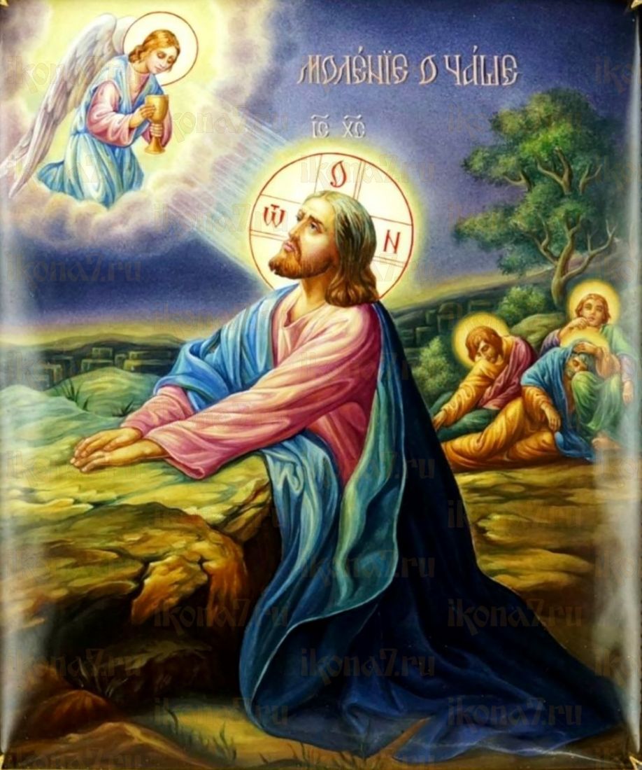 Рукописная икона Моление о чаше на липовой доске (22412)