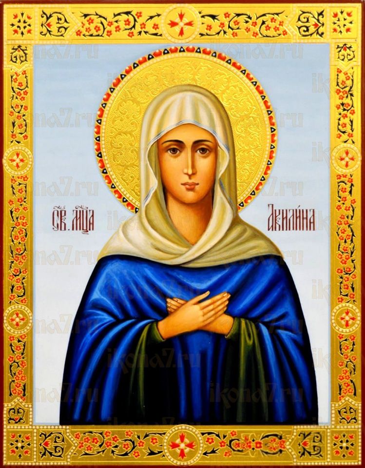 Рукописная икона Акилина Старшая на липовой доске (22422)