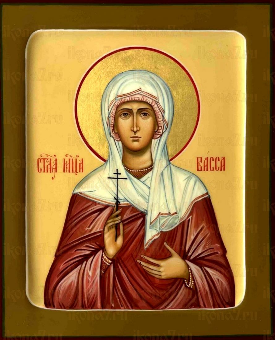 Рукописная икона Васса Алонская на липовой доске (22454)