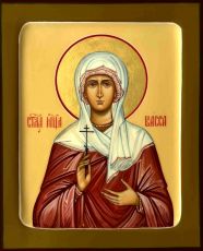 Рукописная икона Васса Алонская на липовой доске (22454)