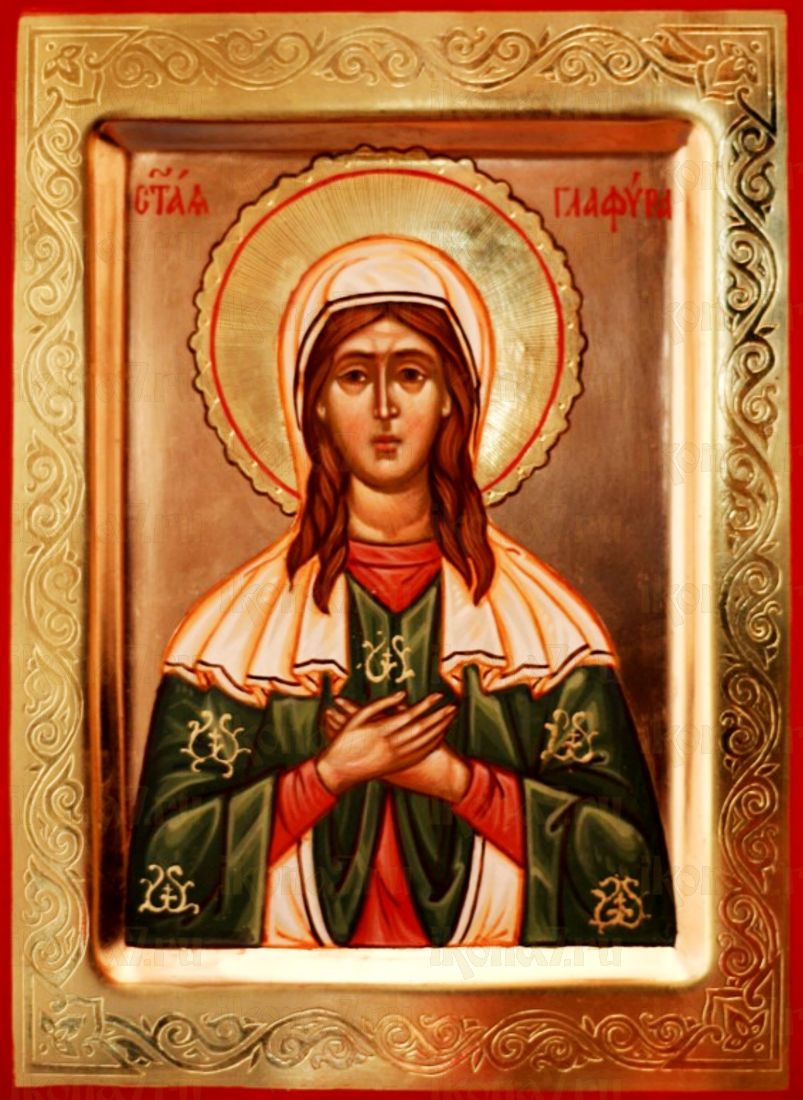 Рукописная икона Глафира Амасийская на липовой доске (22464)