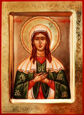 Рукописная икона Глафира Амасийская на липовой доске (22464)