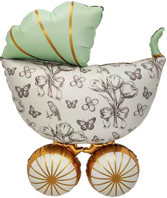 Фигура  (36''/91 см) Коляска Ретро, Мятный Сатин