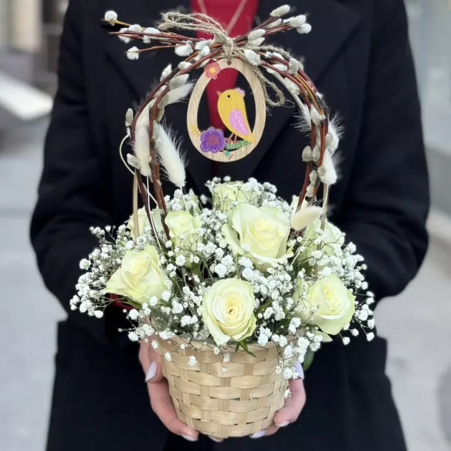 пасхальная композиция в корзине
