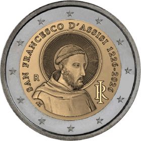 800 лет со дня смерти Франциска Ассизского 2 евро Италия 2026