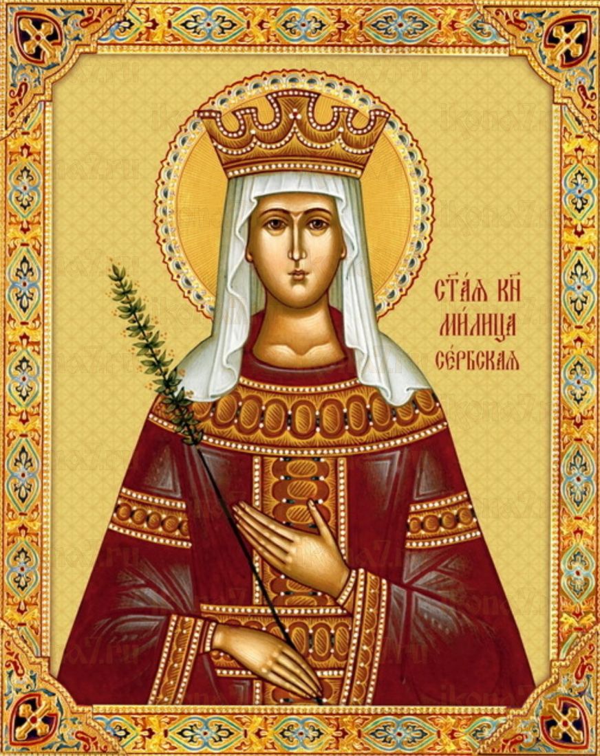 Милица Сербская рукописная Икона на липовой доске (22511)