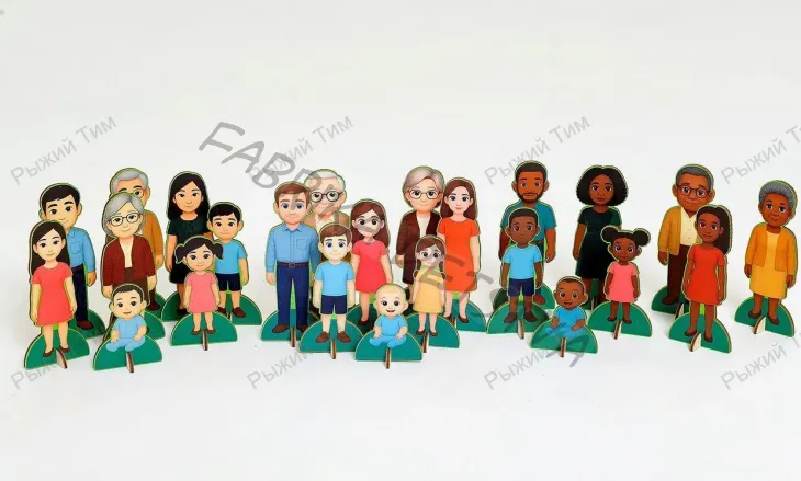 Семьи мира: 3 расы, 3 культуры, 3 поколения - комплект фигурок на подставках ТМ Рыжий Тим