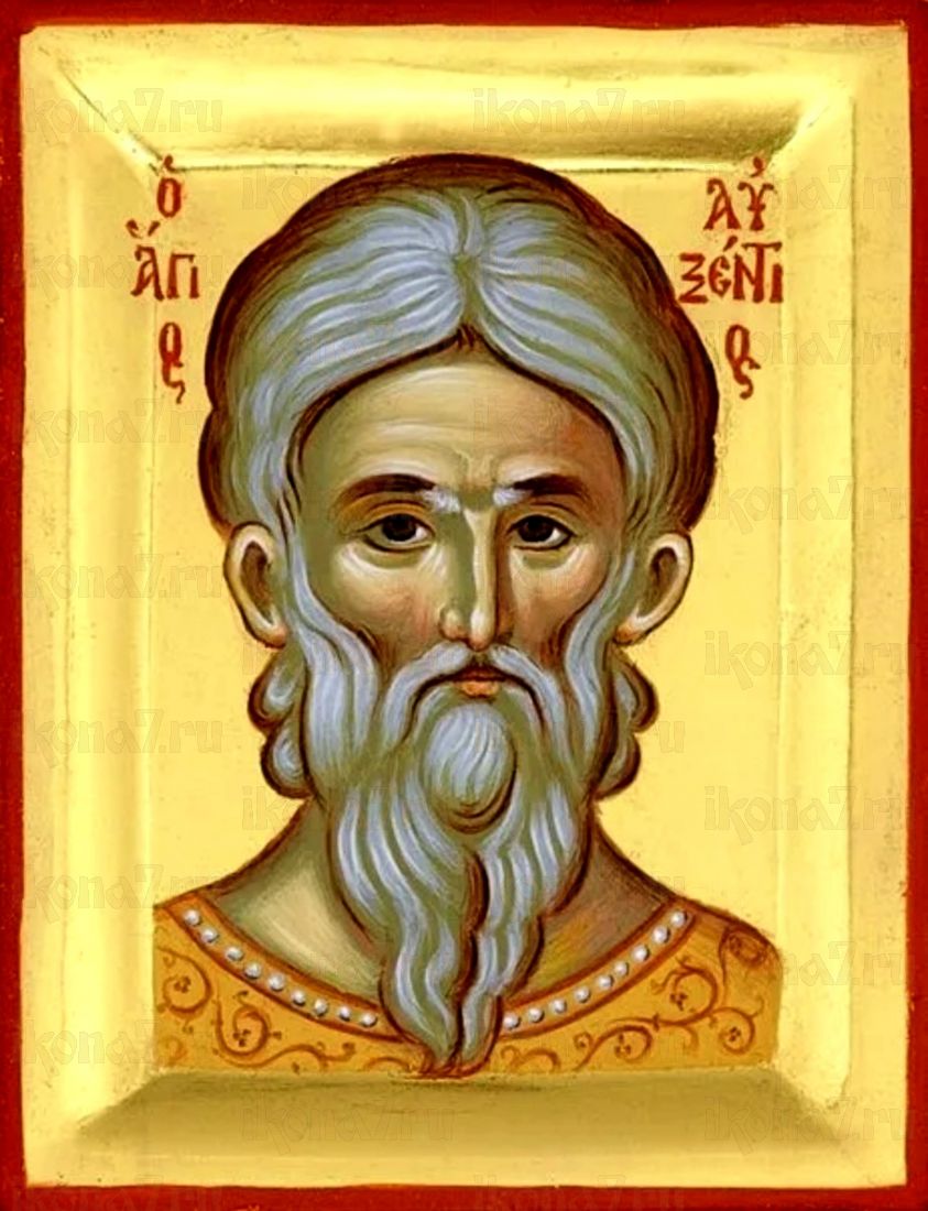 Авксентий Вифинский рукописная Икона на липовой доске (22520)