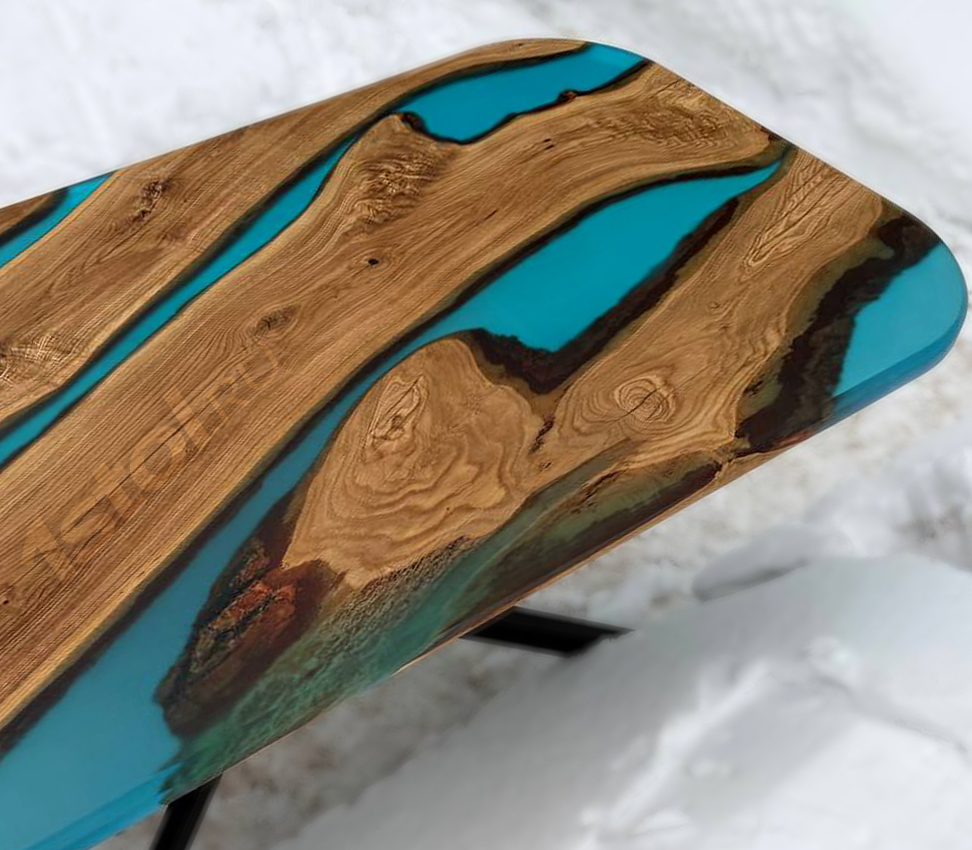 Cтол из слэбов дерева и эпоксидной смолы