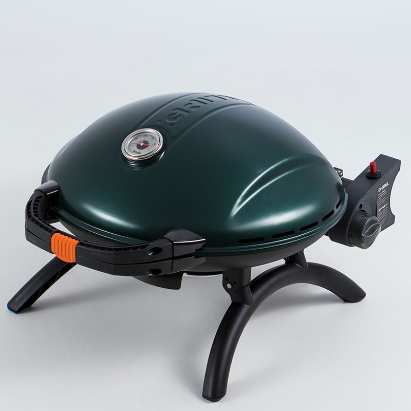 Портативный газовый гриль O-Grill 900MT bicolor black-green + адаптер А, 1 горелка