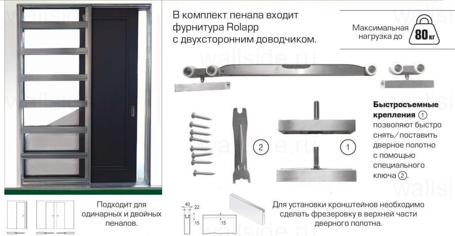 Пенал Rolapp Stealth для дверей высотой 2100 мм