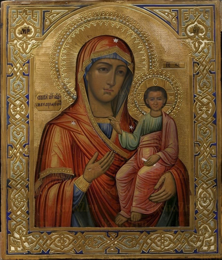 Макарьевская икона Божией Матери рукописная на липовой доске (24055)