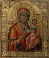 Макарьевская икона Божией Матери рукописная на липовой доске (24055)