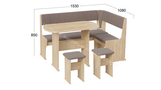Кухонный уголок «Рио» Дуб Крафт золотой, Микровелюр Duna Stone