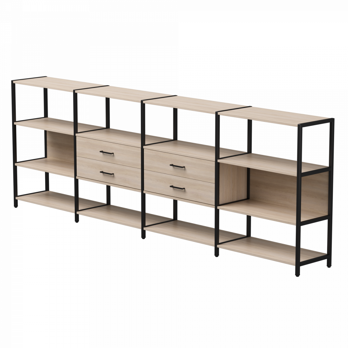 Набор стеллажных систем №4 EVO 3245x385x1120 Дуб Соната/Черный