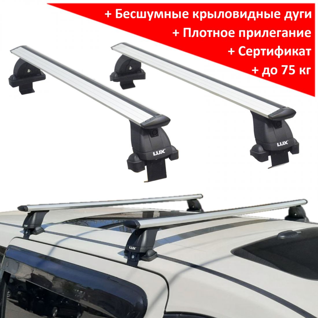 Багажник на крышу Mitsubishi Delica D:5 (минивен, 2007-...), Lux, крыловидные дуги
