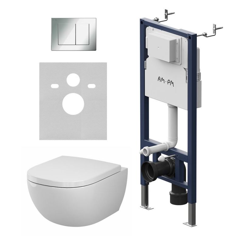 Комплект инсталляции AM.PM PrimeFit с унитазом Above Aquaspin, клавиша хром IS90251.9X1900