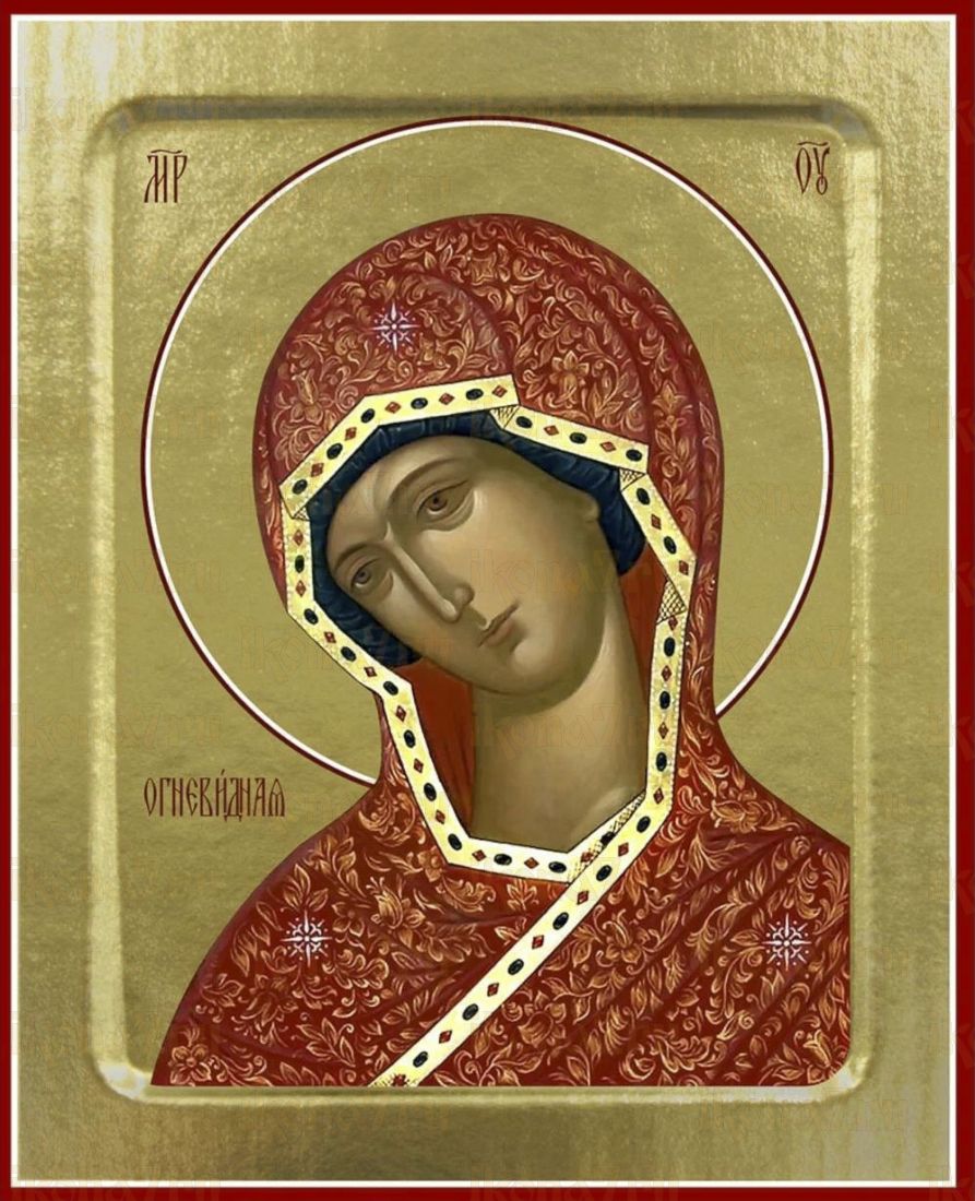 Огневидная икона Божией Матери рукописная на липовой доске (24072)