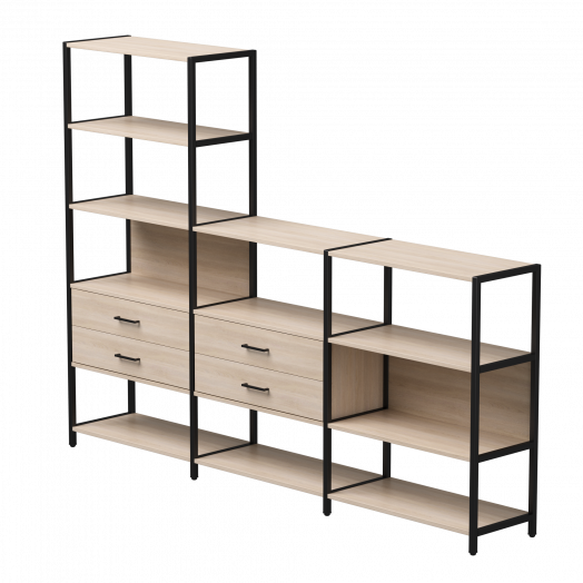 Набор стеллажных систем №11 EVO 2440x385x1840 Дуб Соната/Черный