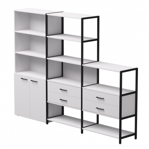 Набор стеллажных систем №12 EVO 2435x385x1840 Белый/Черный