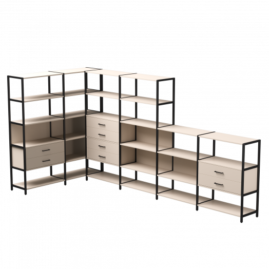 Набор стеллажных систем №18 EVO 1635x3630x1840 Кашемир/Черный