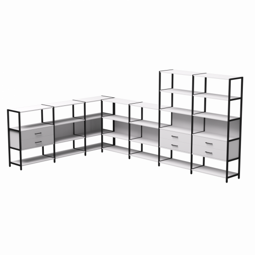 Набор стеллажных систем №19 EVO 2440x3630x1840 Дуб Соната/Черный