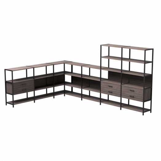 Набор стеллажных систем №19 EVO 2440x3630x1840 Дуб Пасадена/Черный