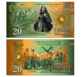 20 Dollars Heroes 3 Fortress. Крепость. Памятная банкнота. UNCB Oz Msh