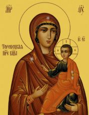 Торопецкая икона Божией Матери рукописная на липовой доске (24122)