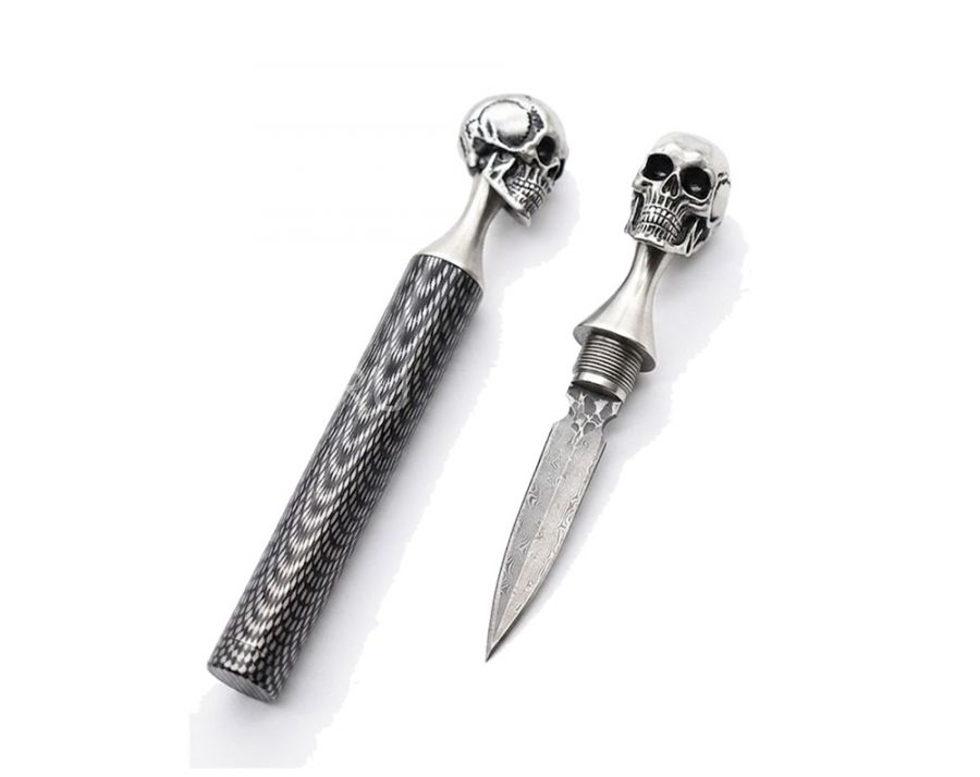 Нож тычковый Scull damascus